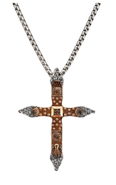 Silver and Bronze Celtic Cross Pendant